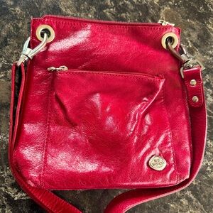 Red leather crossbody bag